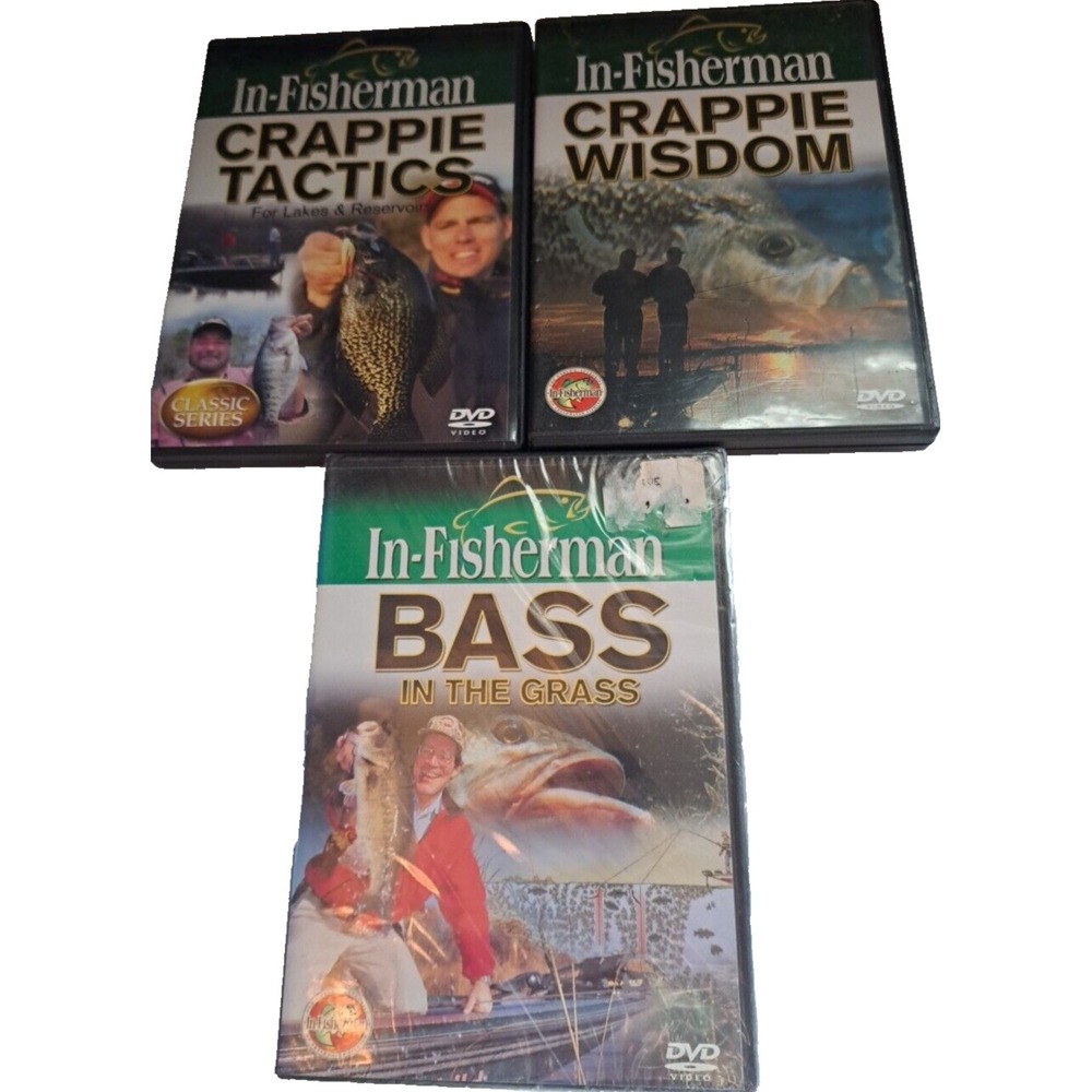(3) IN-FISHERMAN DVDs Fishing Tactics For Lakes/Bass in the Grass/Crappie Wisdom
